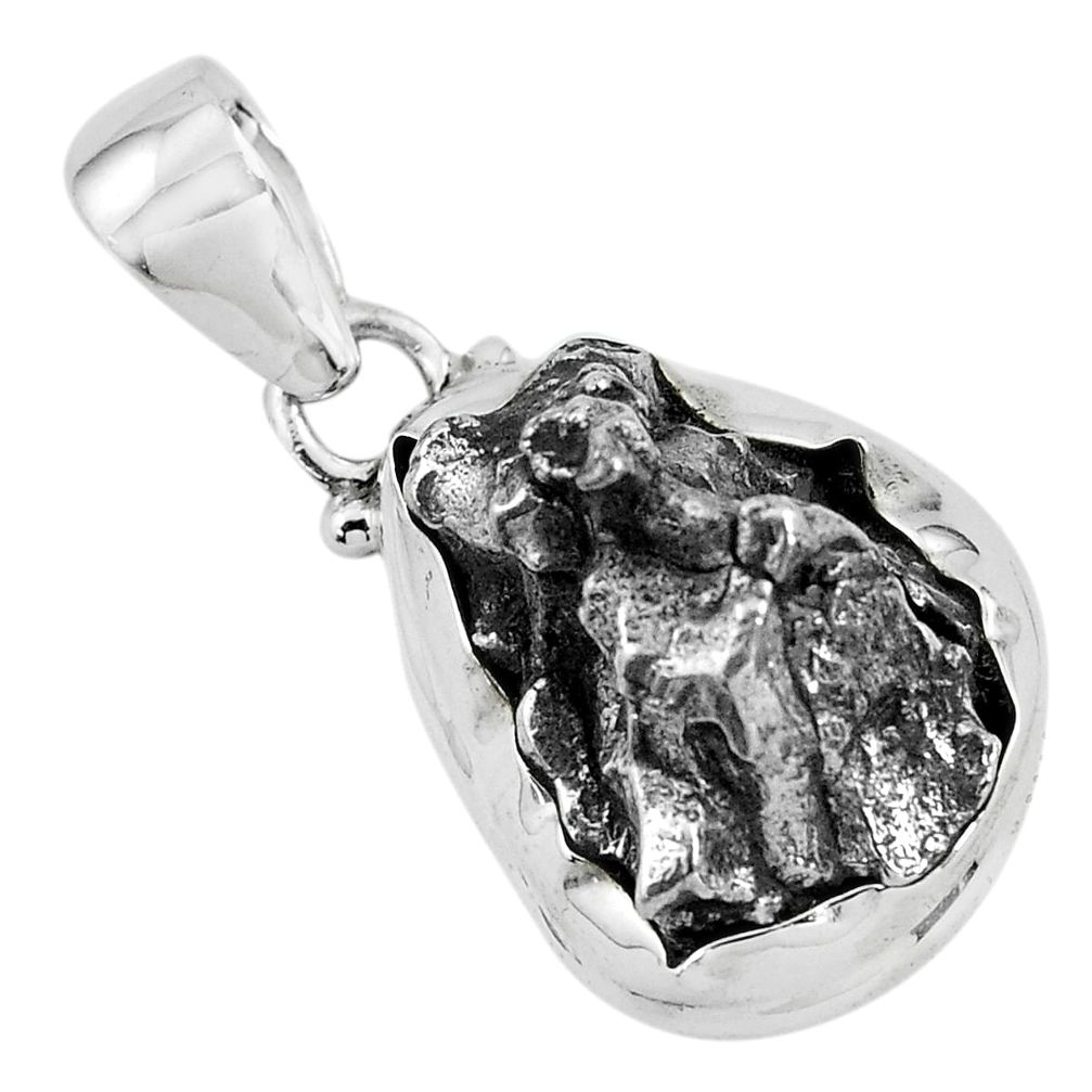 28.08cts natural campo del cielo (meteorite) 925 sterling silver pendant p69293