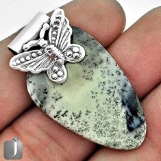 NATURAL DENDRITE OPAL (MERLINITE) 925 SILVER BUTTERFLY PENDANT JEWELRY G31206