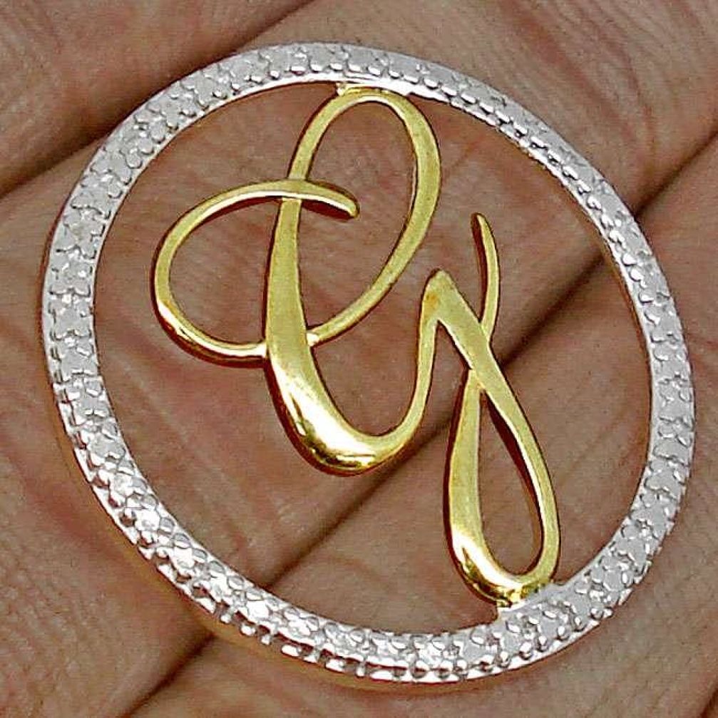 Natural Diamond 14k Yellow Gold Initial Letter G Charm Pendant Jewelry H19848 Gemexi