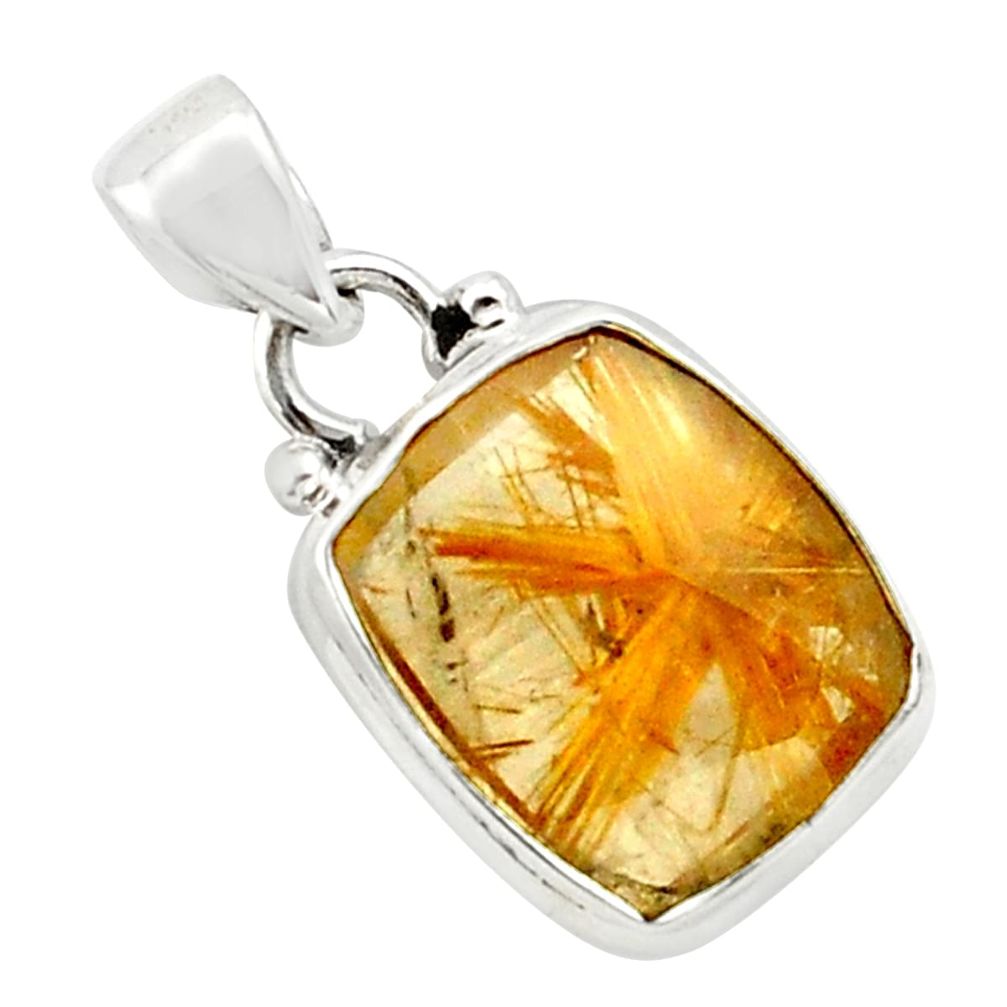 9.18cts natural golden half star rutile 925 sterling silver pendant p75982