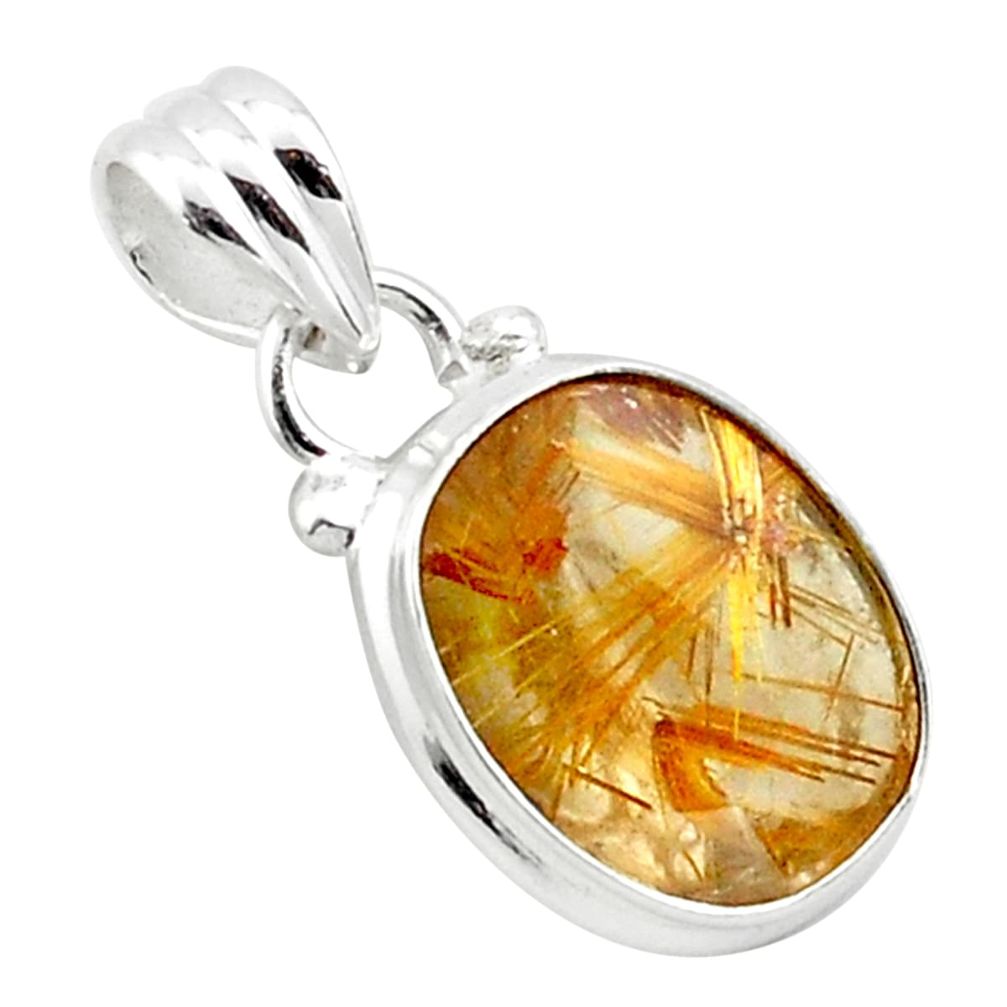 6.80cts natural golden half star rutile 925 sterling silver pendant p75985