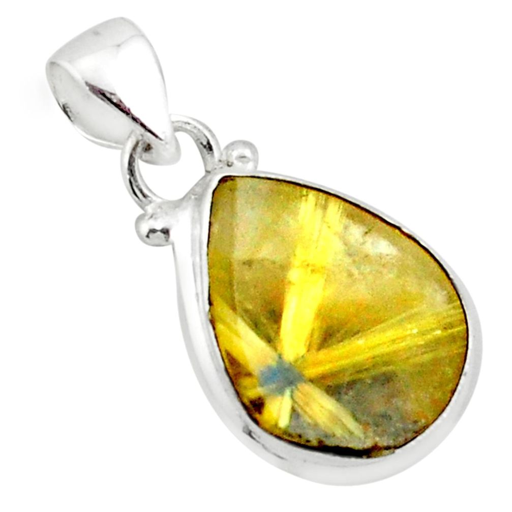 12.58cts natural golden half star rutile 925 sterling silver pendant p75986