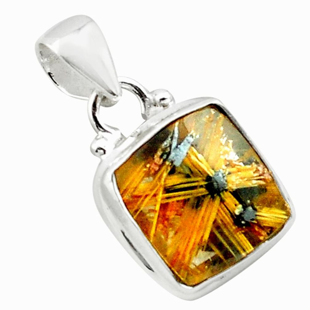 9.45cts natural golden half star rutile 925 sterling silver pendant p75988