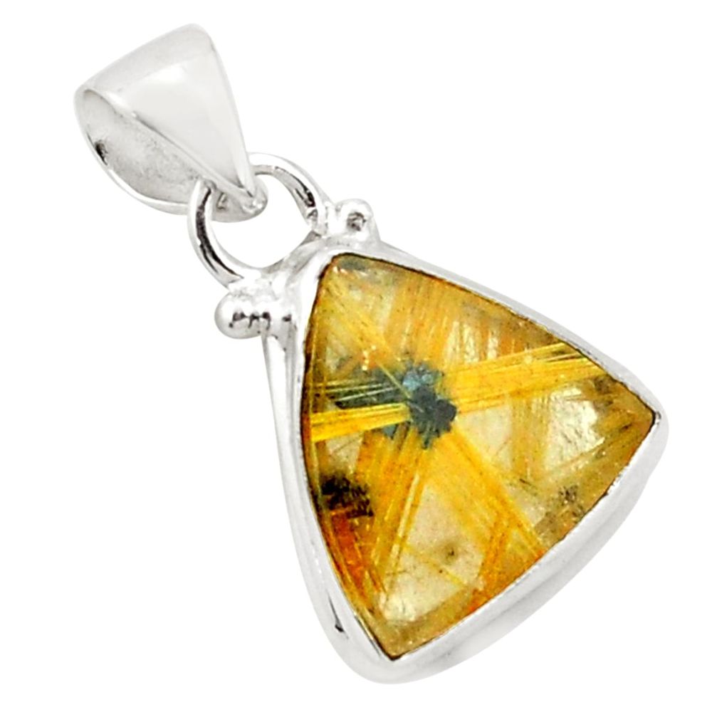 7.24cts natural golden half star rutile 925 sterling silver pendant p75990