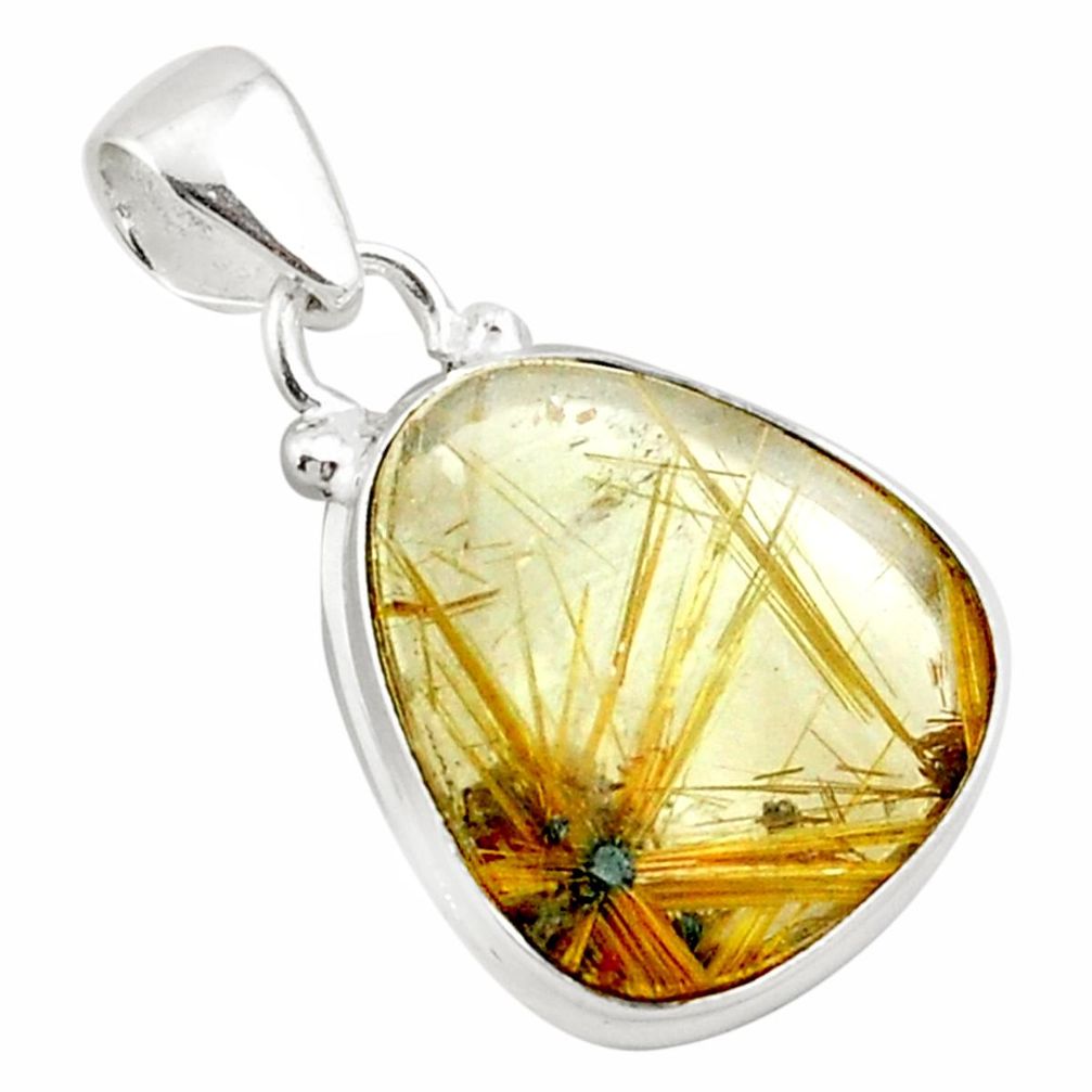 13.15cts natural golden half star rutile 925 sterling silver pendant p75993