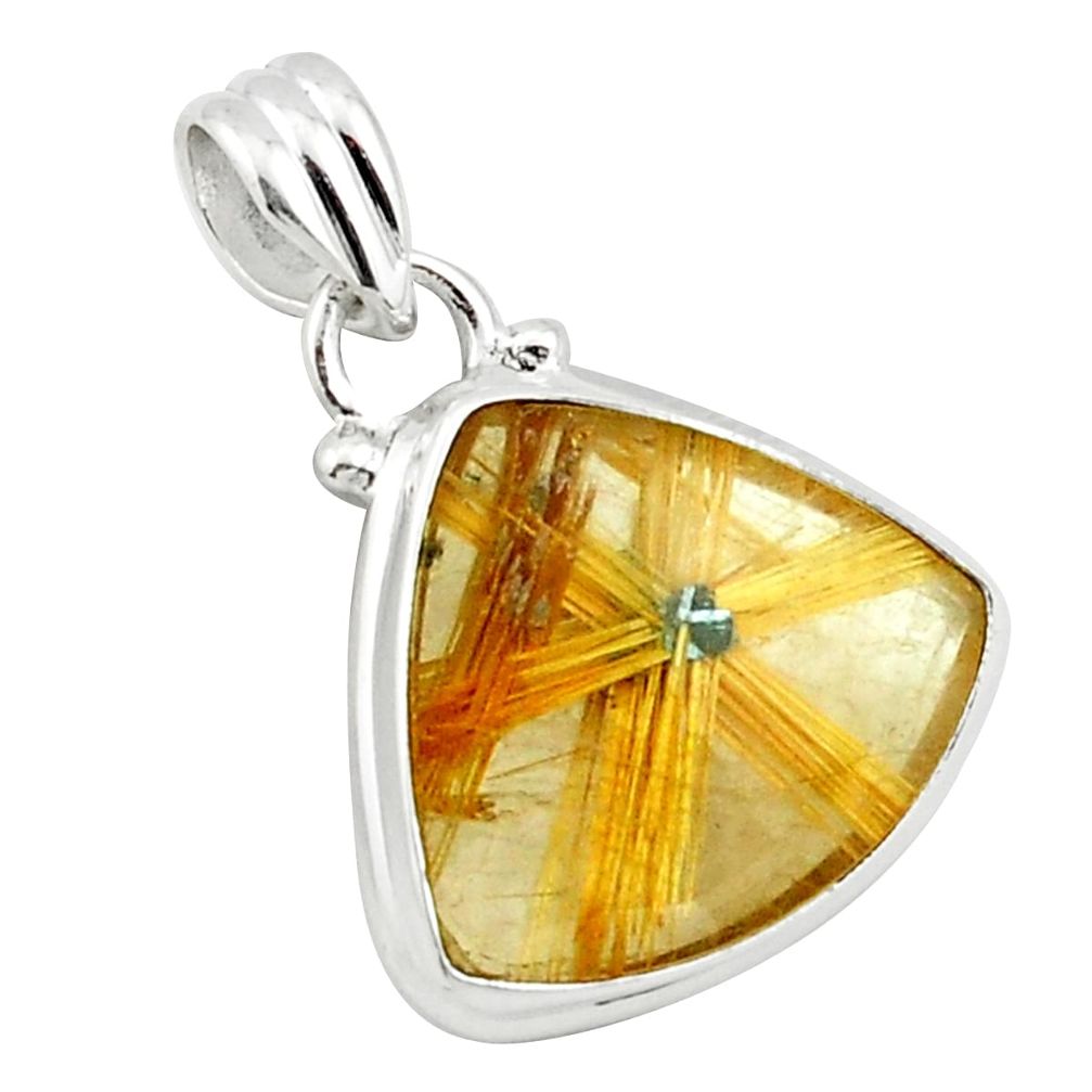 12.62cts natural golden half star rutile 925 sterling silver pendant p75994