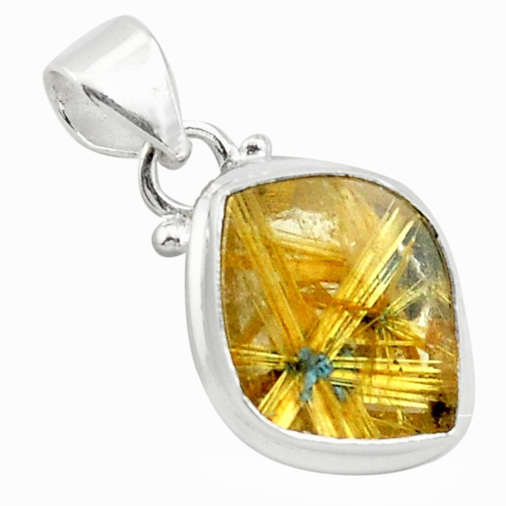 13.15cts natural golden half star rutile 925 sterling silver pendant p75995