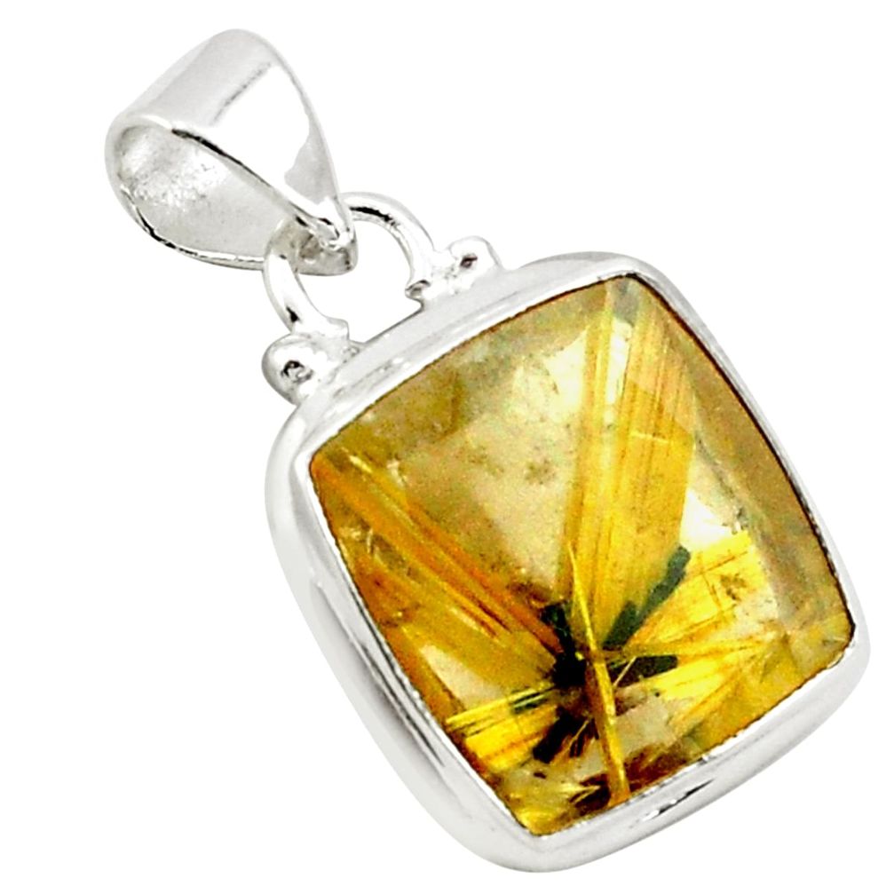 11.21cts natural golden half star rutile 925 sterling silver pendant p75997