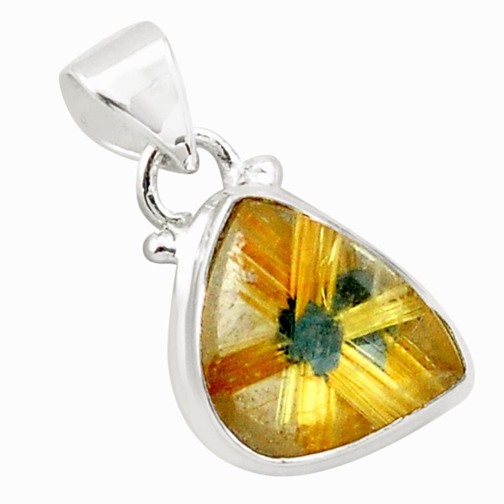 8.80cts natural golden half star rutile 925 sterling silver pendant p75998
