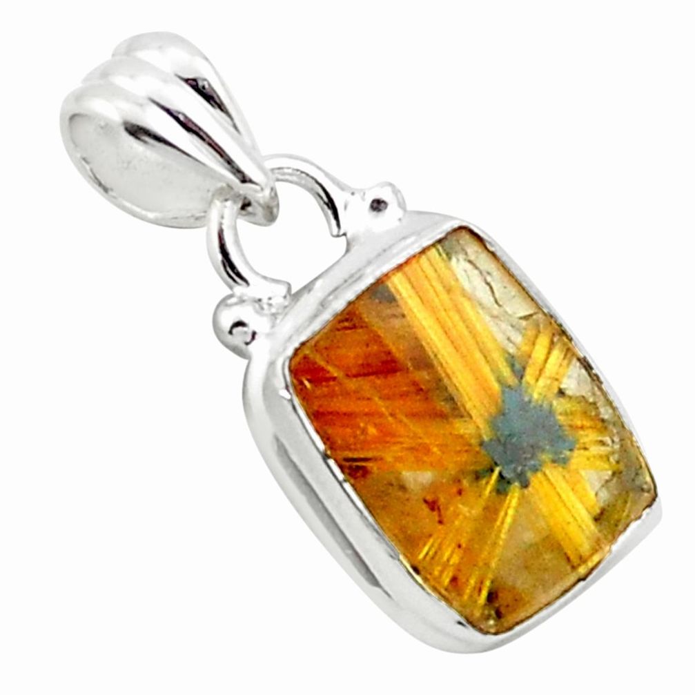 6.61cts natural golden half star rutile 925 sterling silver pendant p75999