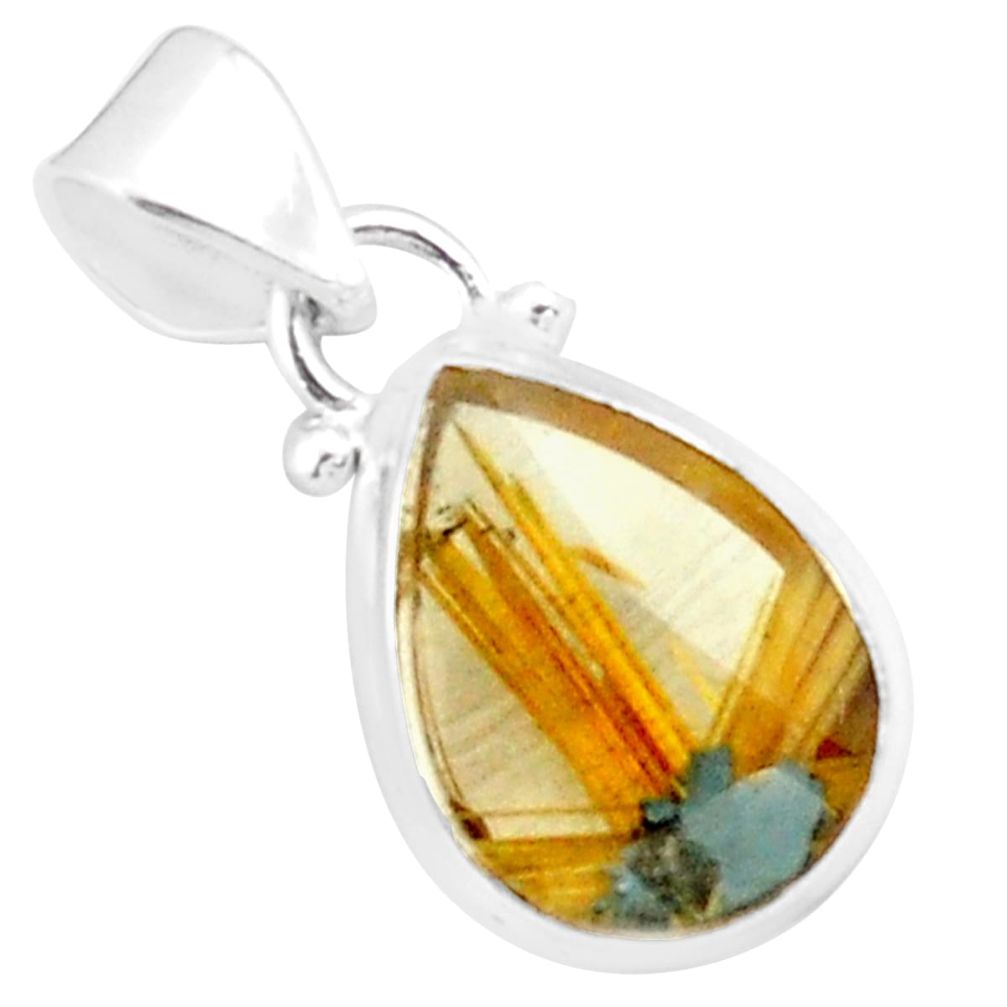 8.87cts natural golden half star rutile 925 sterling silver pendant p76023