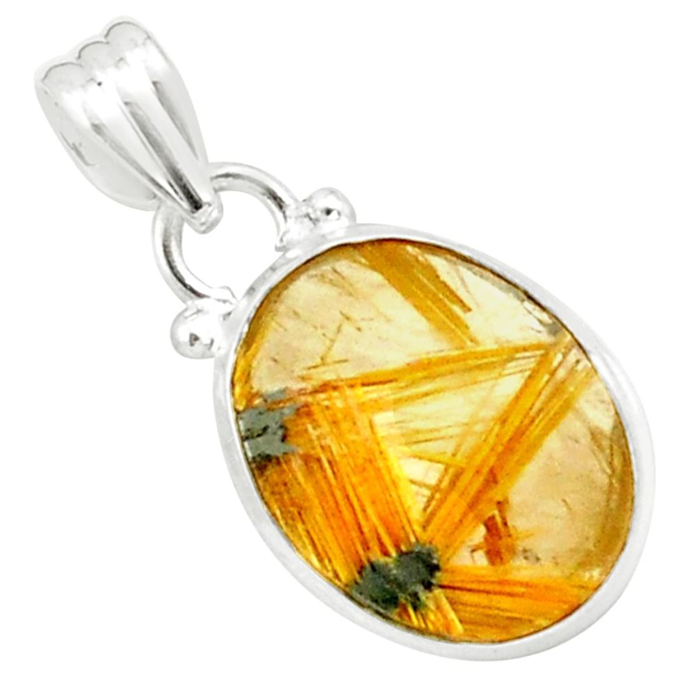 9.37cts natural golden half star rutile 925 sterling silver pendant p76029