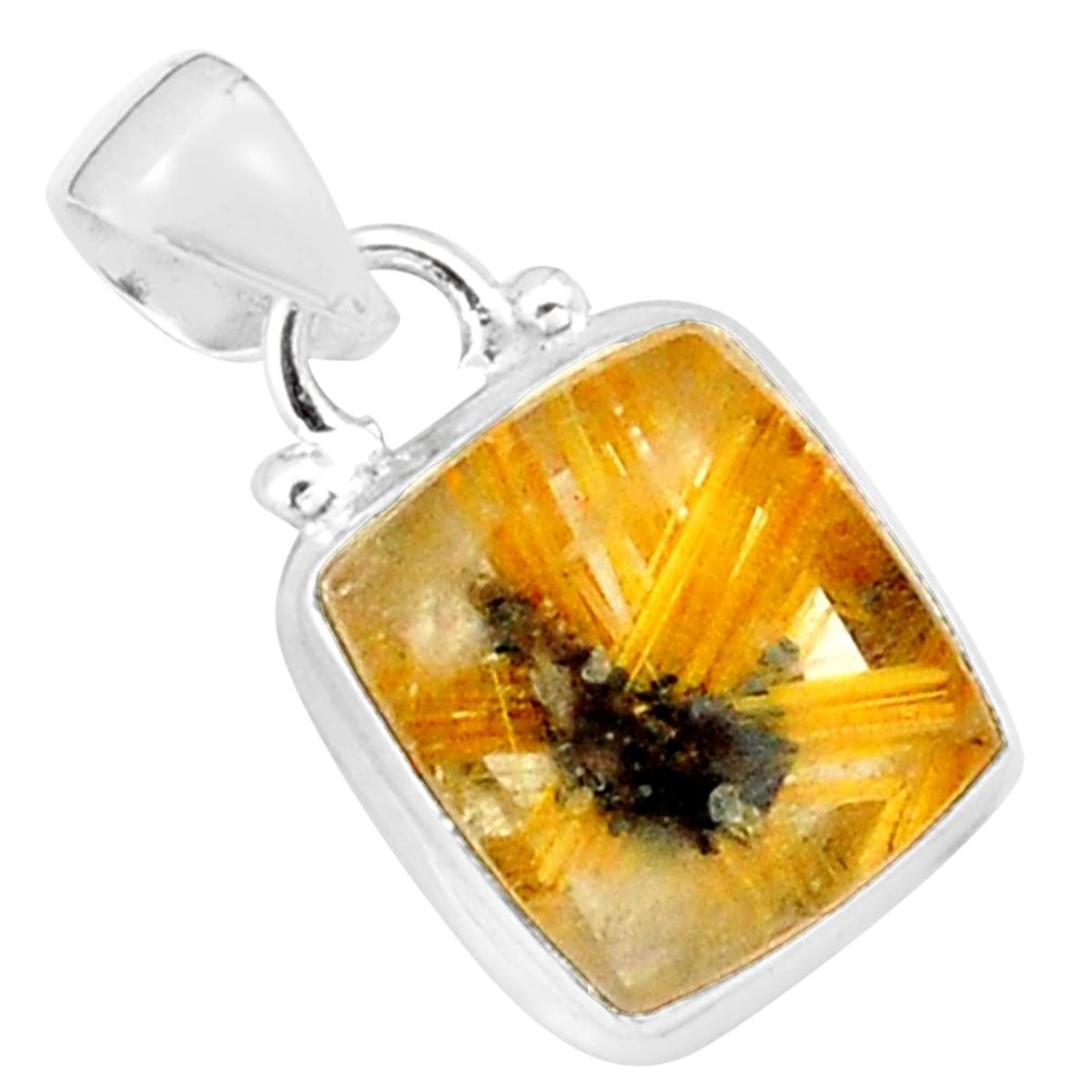 10.32cts natural golden half star rutile 925 sterling silver pendant p76030