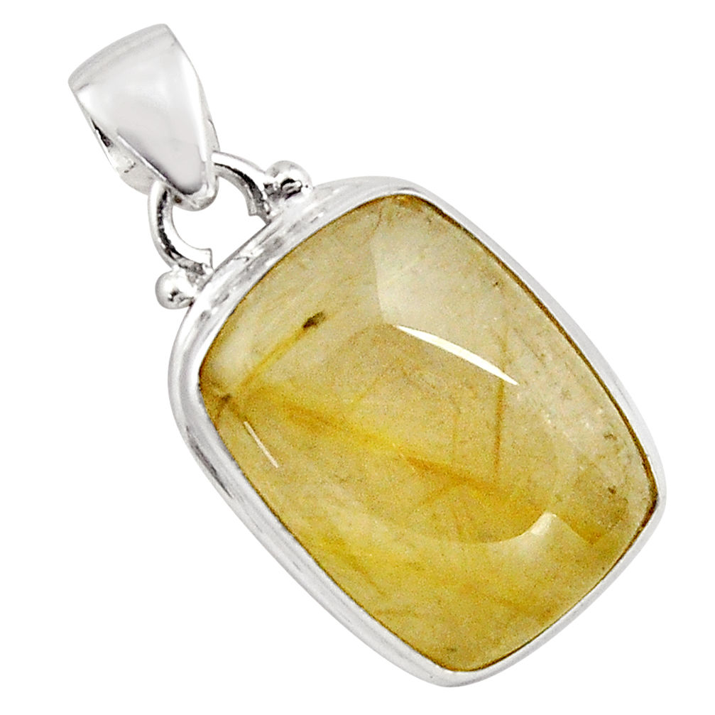 23.46cts natural golden rutile 925 sterling silver pendant jewelry p89086