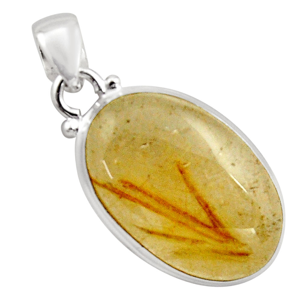 21.68cts natural golden rutile 925 sterling silver pendant jewelry p89093
