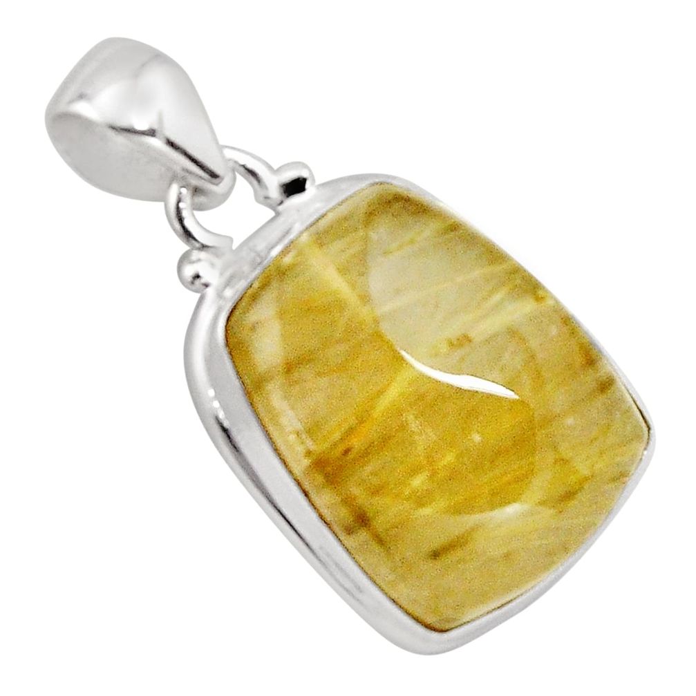 27.13cts natural golden rutile 925 sterling silver pendant jewelry p89098