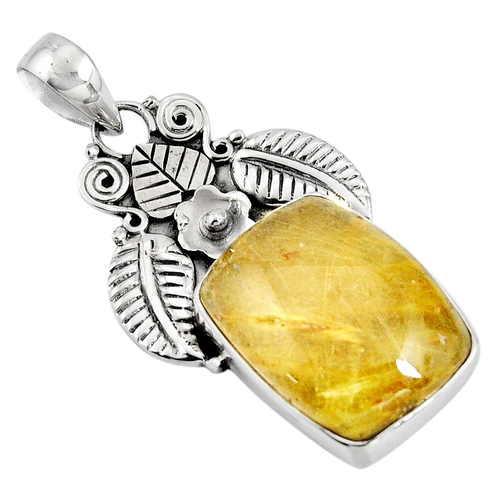 16.89cts natural golden rutile 925 sterling silver pendant jewelry p90277