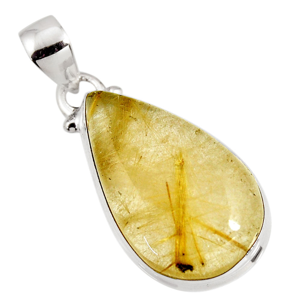 19.72cts natural golden rutile 925 sterling silver pendant jewelry p92143