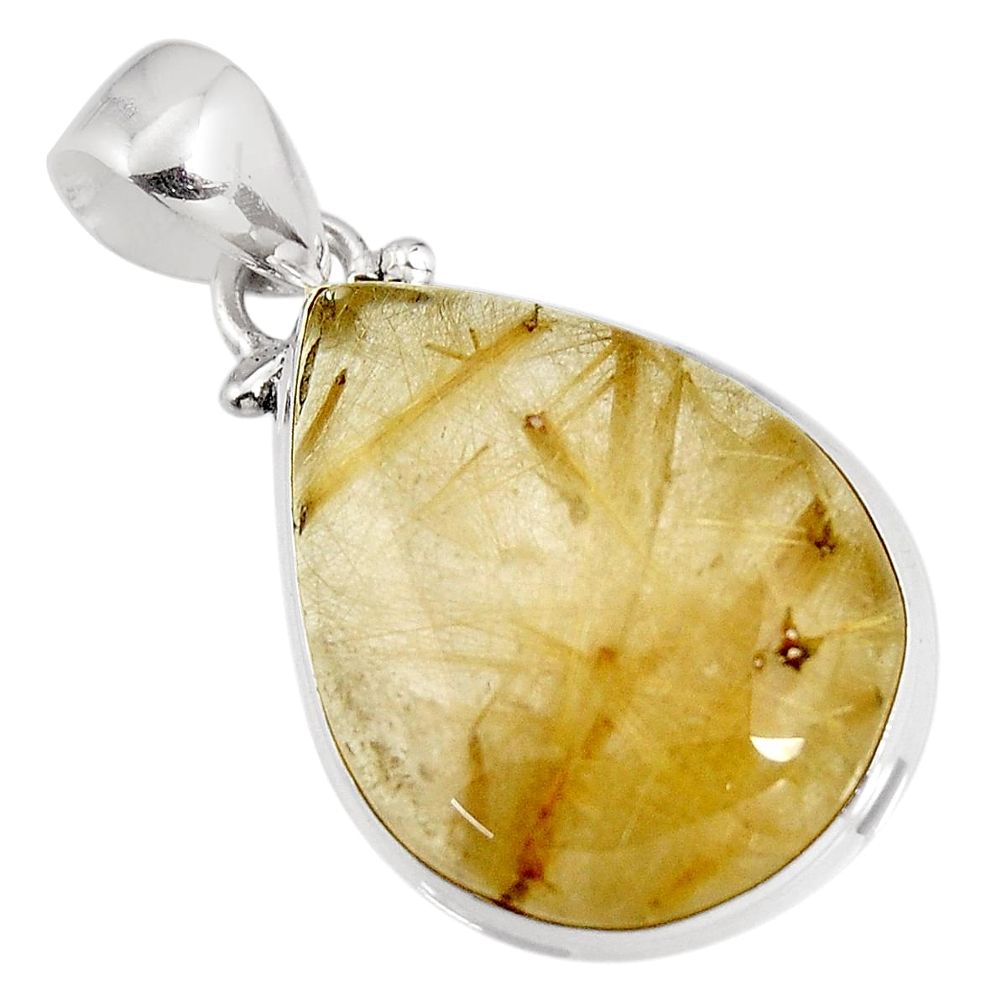 18.10cts natural golden rutile 925 sterling silver pendant jewelry p92145
