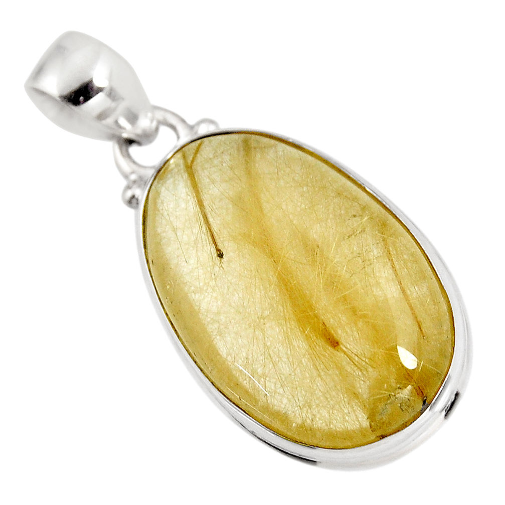 25.57cts natural golden rutile 925 sterling silver pendant jewelry p92148