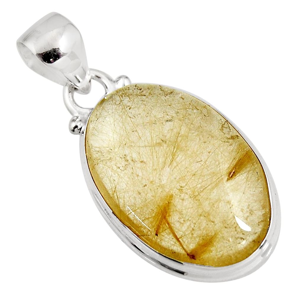 17.22cts natural golden rutile 925 sterling silver pendant jewelry p92154