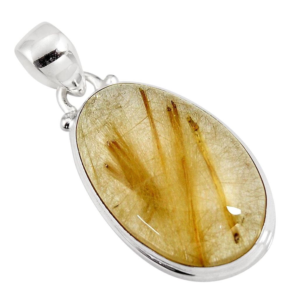 22.28cts natural golden rutile 925 sterling silver pendant jewelry p92155
