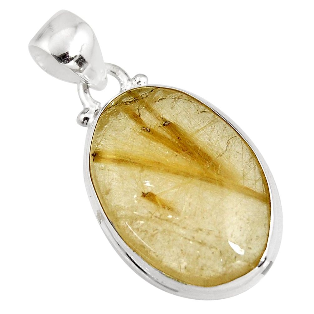 18.68cts natural golden rutile 925 sterling silver pendant jewelry p92157