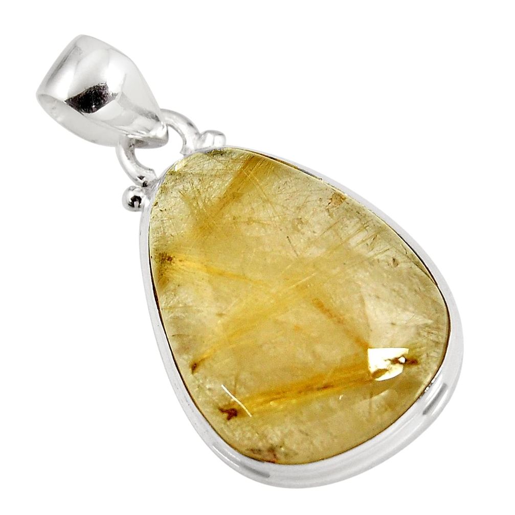 19.72cts natural golden rutile 925 sterling silver pendant jewelry p92160