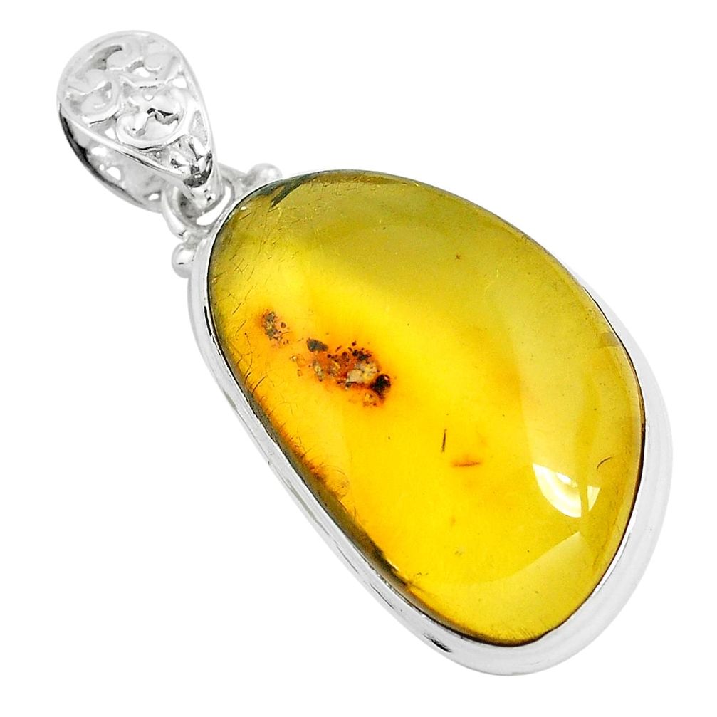 17.93cts natural green amber from colombia 925 sterling silver pendant p46916