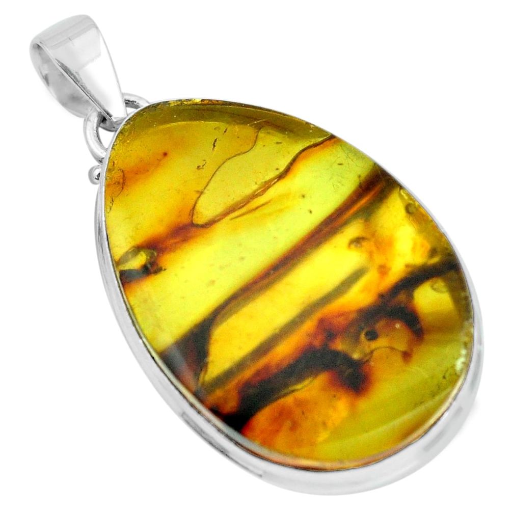 26.08cts natural green amber from colombia 925 sterling silver pendant p66062