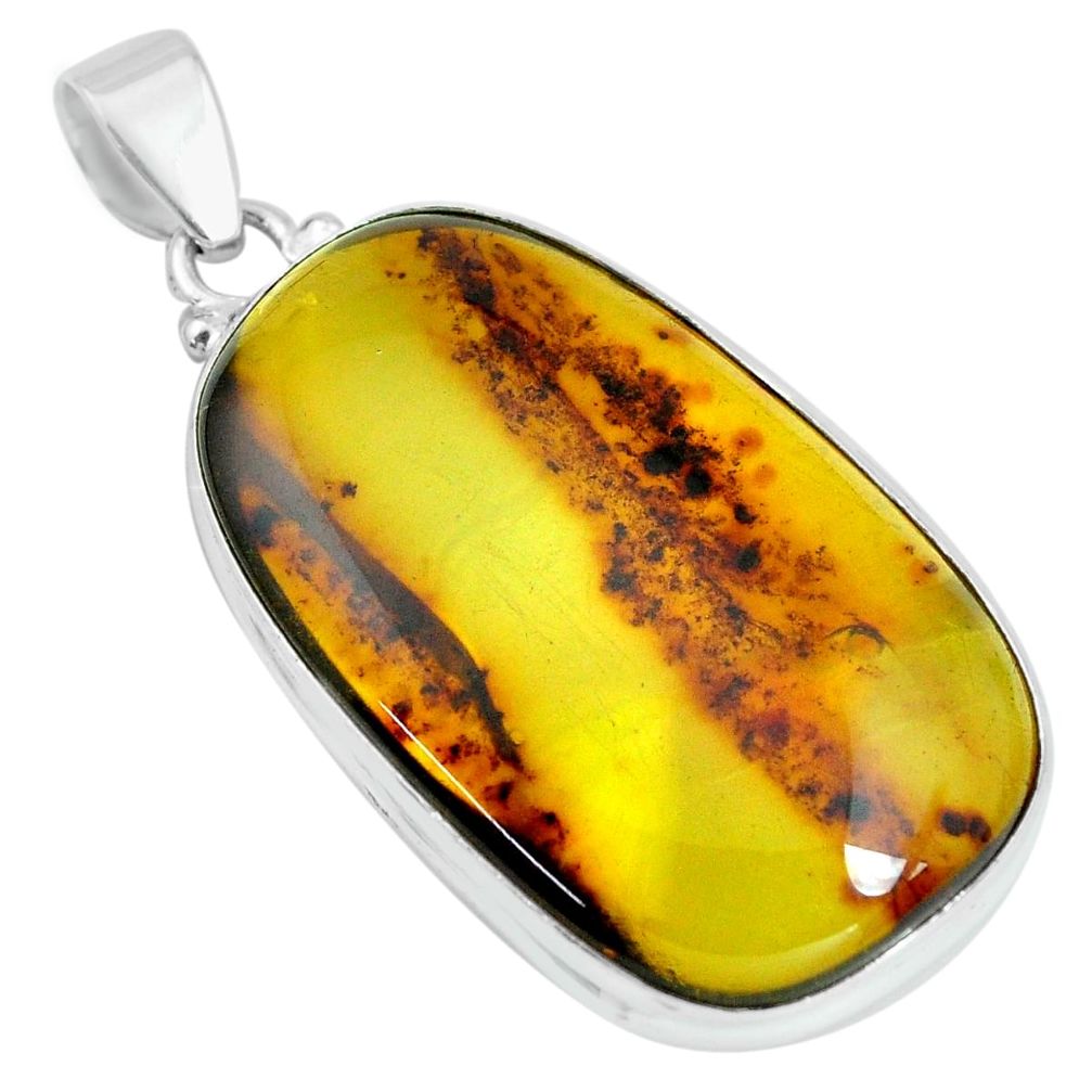20.33cts natural green amber from colombia 925 sterling silver pendant p66077