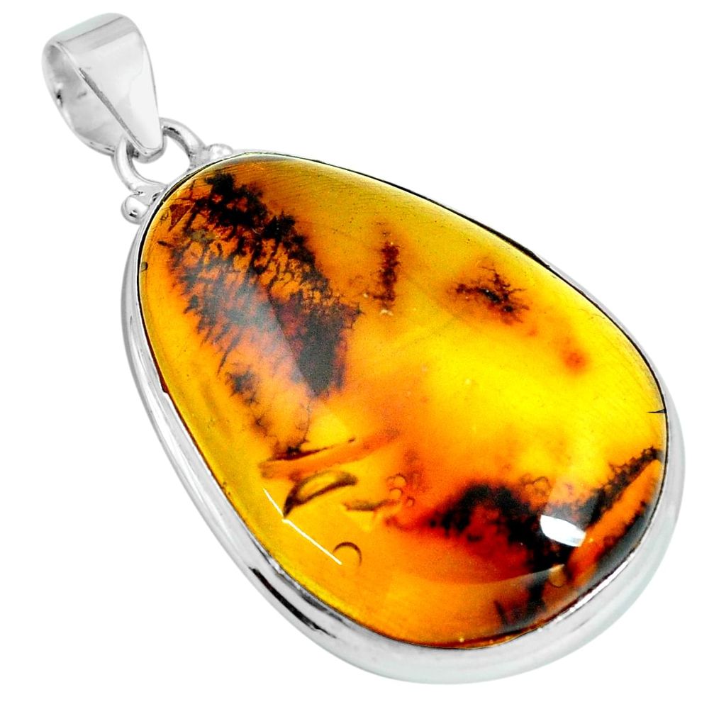 20.86cts natural green amber from colombia 925 sterling silver pendant p66086