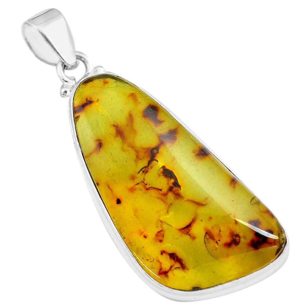 18.43cts natural green amber from colombia 925 sterling silver pendant p71902