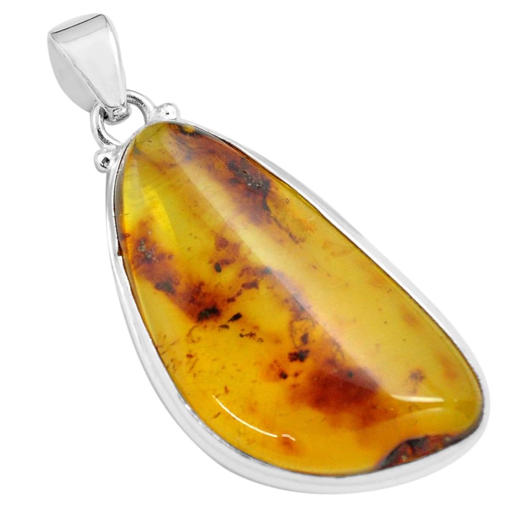 7.48cts natural green amber from colombia 925 sterling silver pendant p71905