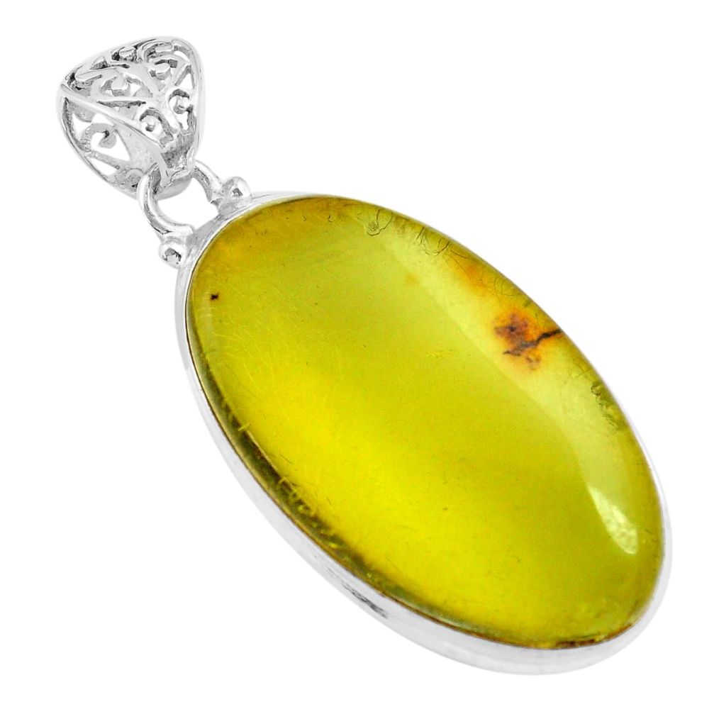 18.94cts natural green amber from colombia 925 sterling silver pendant p71906