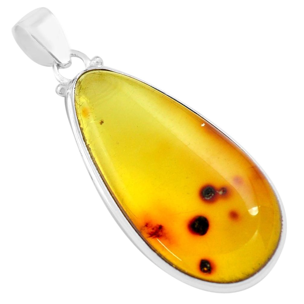 17.93cts natural green amber from colombia 925 sterling silver pendant p71914