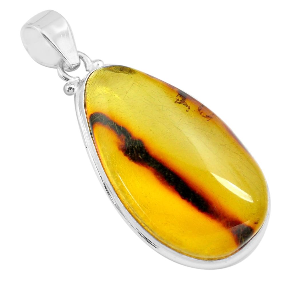 20.33cts natural green amber from colombia 925 sterling silver pendant p71917