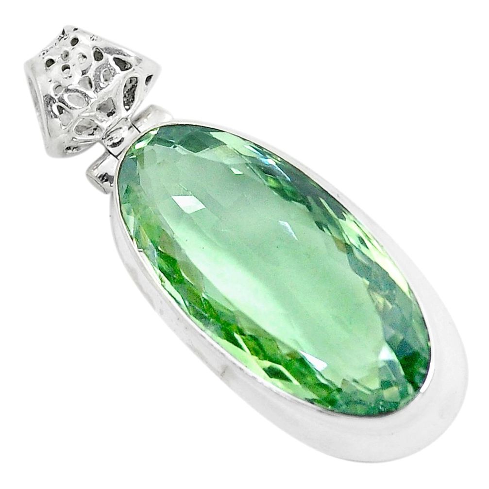 24.22cts natural green amethyst 925 sterling silver pendant jewelry d31223