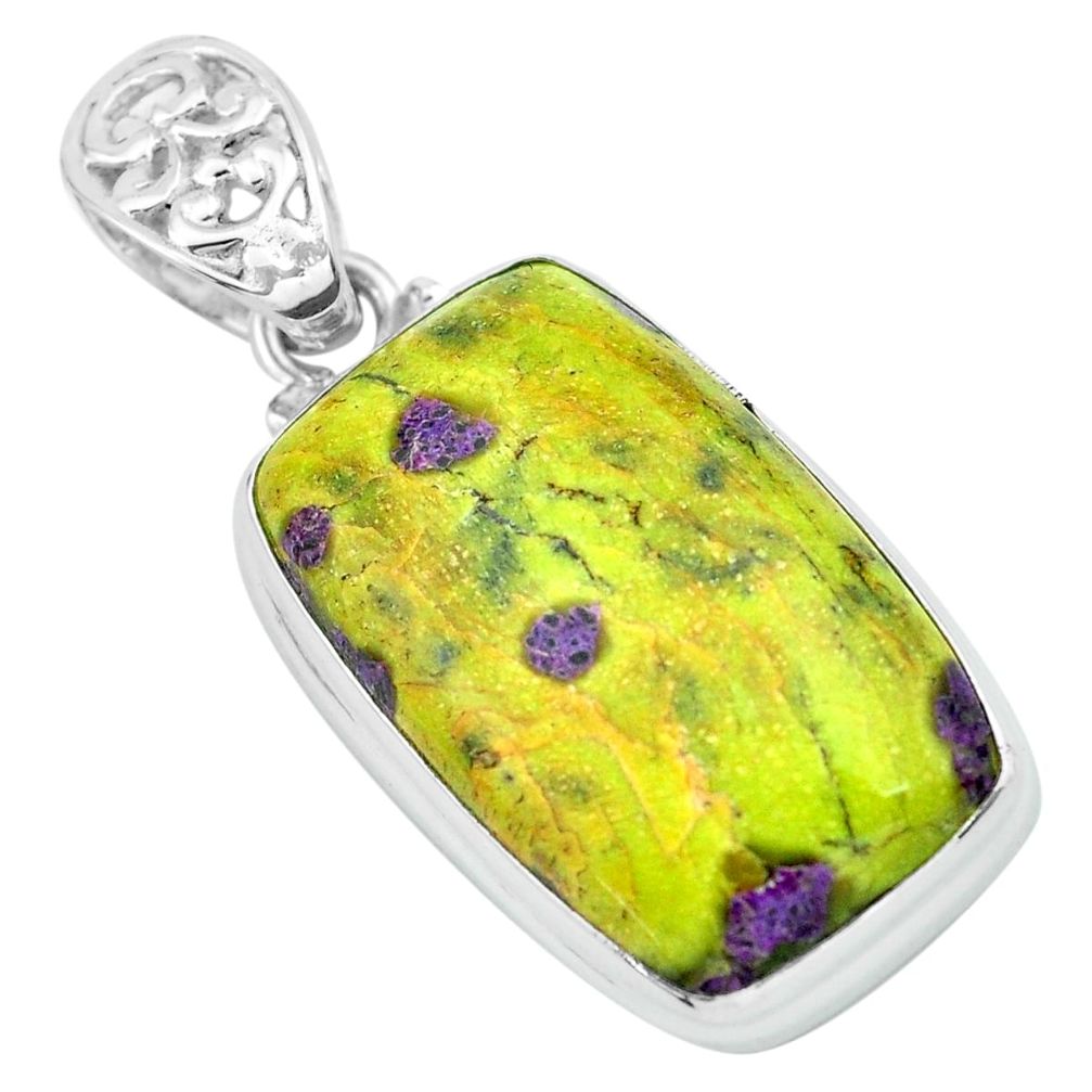 21.45cts natural green atlantisite stichtite-serpentine silver pendant p66223