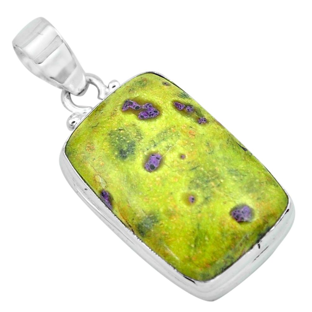 19.72cts natural green atlantisite stichtite-serpentine silver pendant p66240