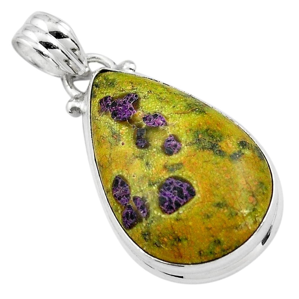 15.65cts natural green atlantisite stichtite-serpentine silver pendant p85536