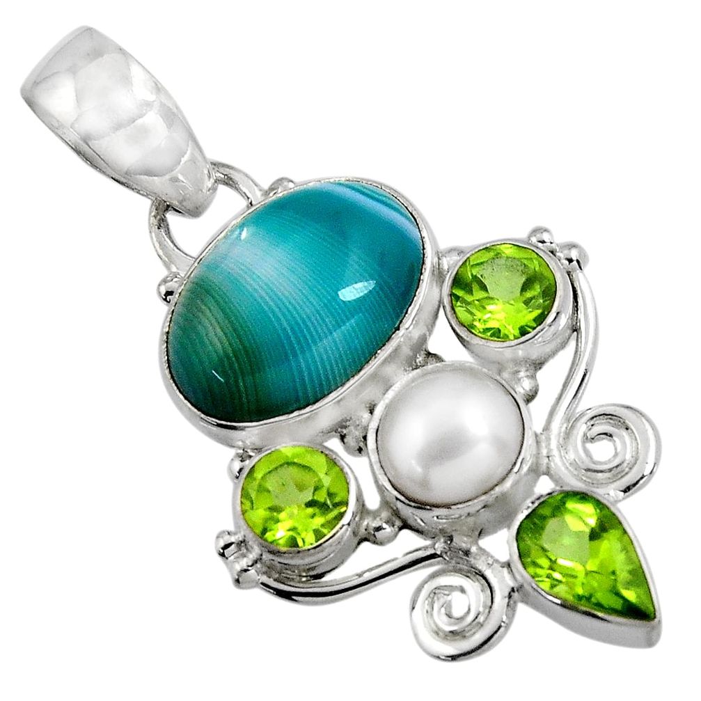 11.66cts natural green botswana agate peridot 925 sterling silver pendant d32527