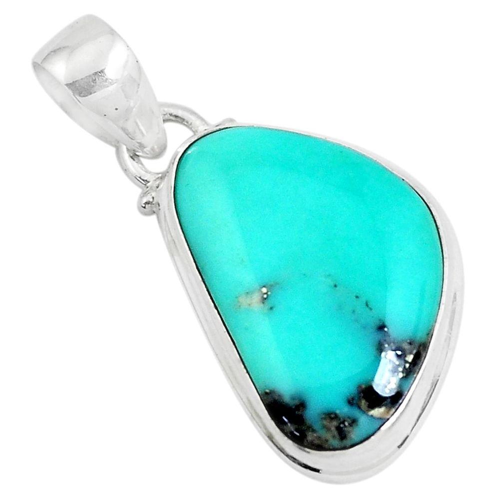 15.65cts natural green campitos turquoise 925 sterling silver pendant p46456