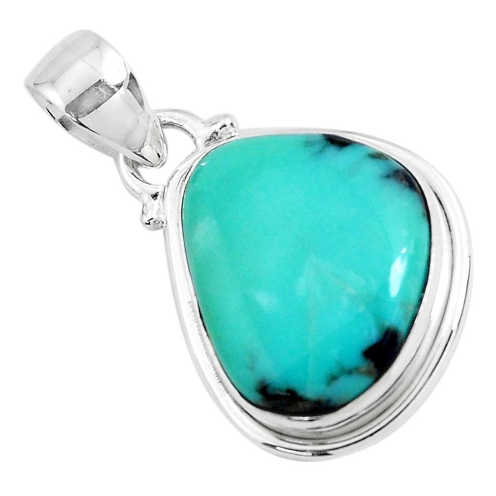 12.58cts natural green campitos turquoise 925 sterling silver pendant p46475
