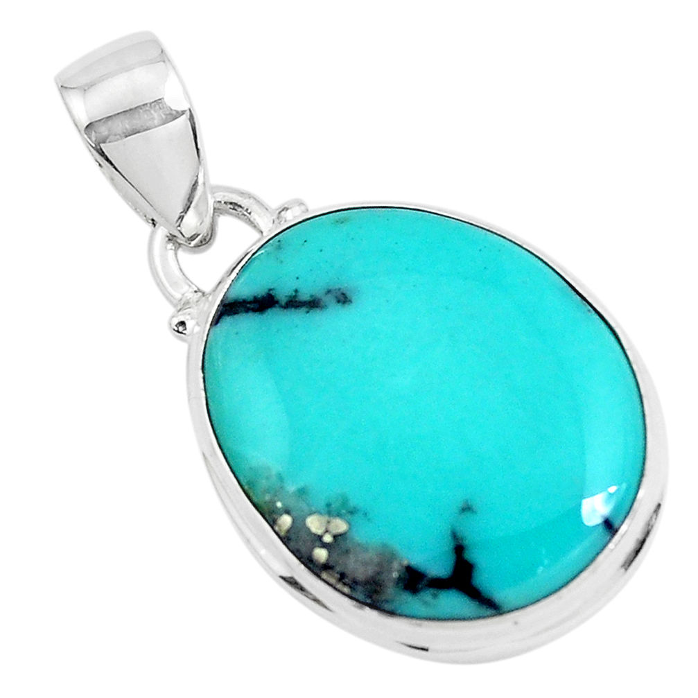 14.72cts natural green campitos turquoise 925 sterling silver pendant p46476