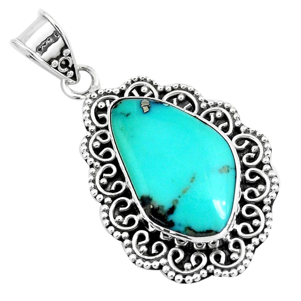 14.88cts natural green campitos turquoise 925 sterling silver pendant p46483