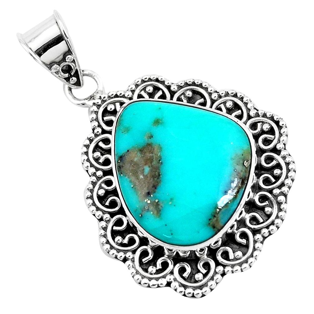 17.69cts natural green campitos turquoise 925 sterling silver pendant p46495