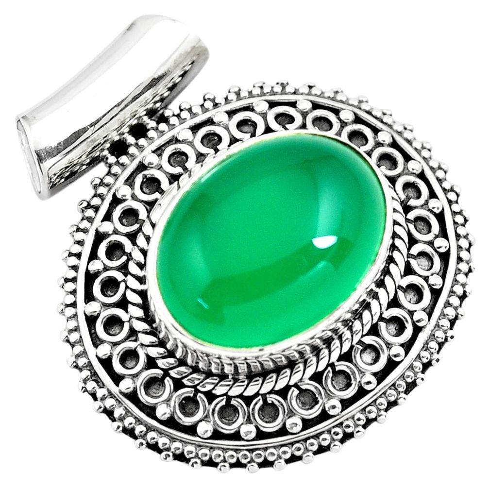 10.53cts natural green chalcedony 925 sterling silver pendant jewelry p86661