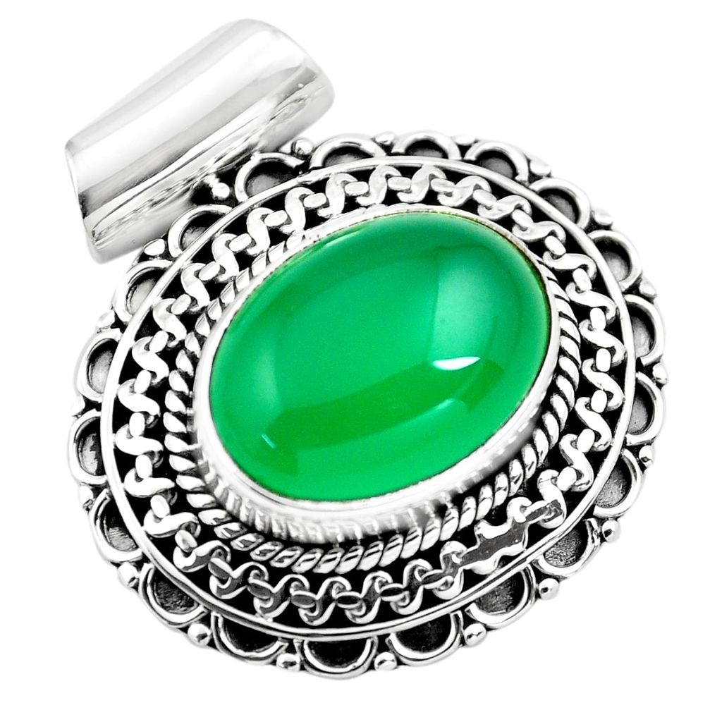 10.59cts natural green chalcedony 925 sterling silver pendant jewelry p86673