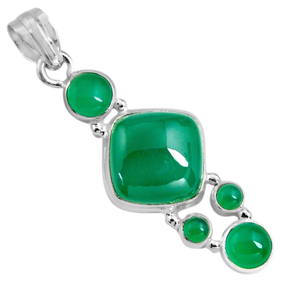 16.46cts natural green chalcedony 925 sterling silver pendant jewelry p89235